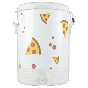 Funny Retro Pepperoni Pizza Minimalist Pattern Beverage Cooler