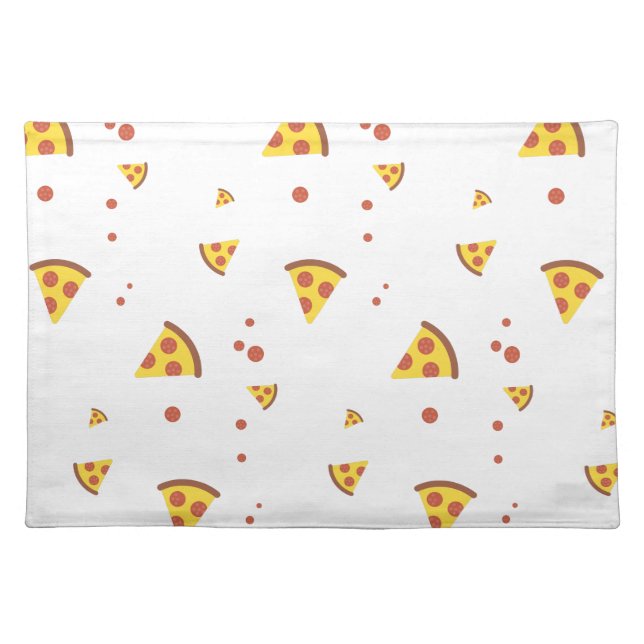 Funny Retro Pepperoni Pizza Minimalist Pattern Cloth Placemat (Front)