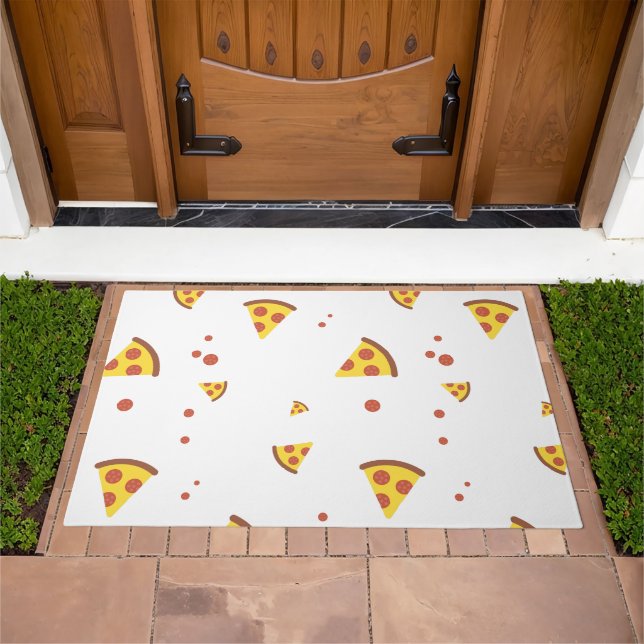 Funny Retro Pepperoni Pizza Minimalist Pattern Doormat (Outdoor)
