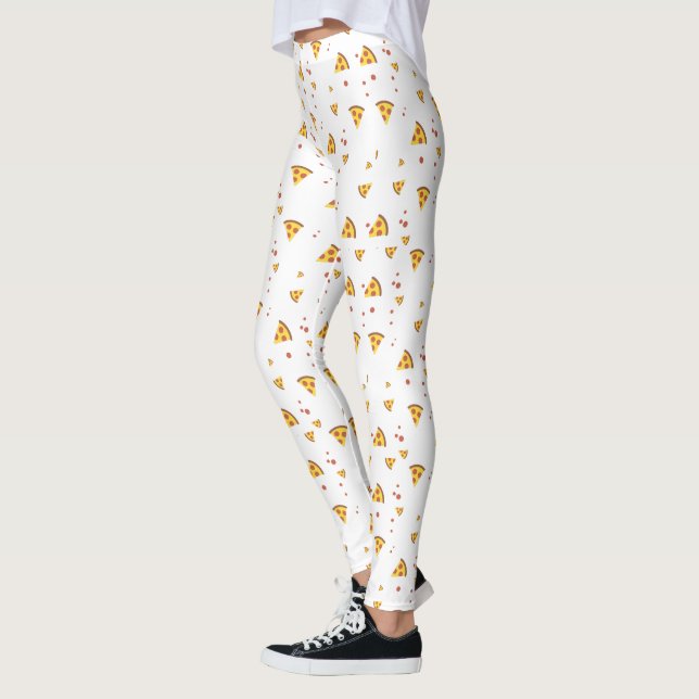 Funny Retro Pepperoni Pizza Minimalist Pattern Leggings (Left)