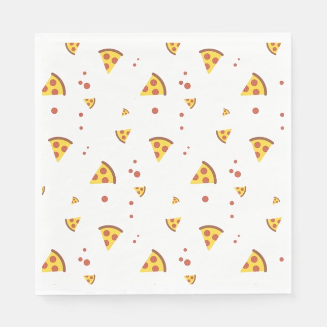 Funny Retro Pepperoni Pizza Minimalist Pattern Napkins (Front)