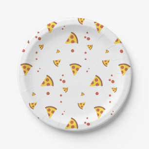 Funny Retro Pepperoni Pizza Minimalist Pattern Paper Plates