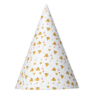 Funny Retro Pepperoni Pizza Minimalist Pattern Party Hat