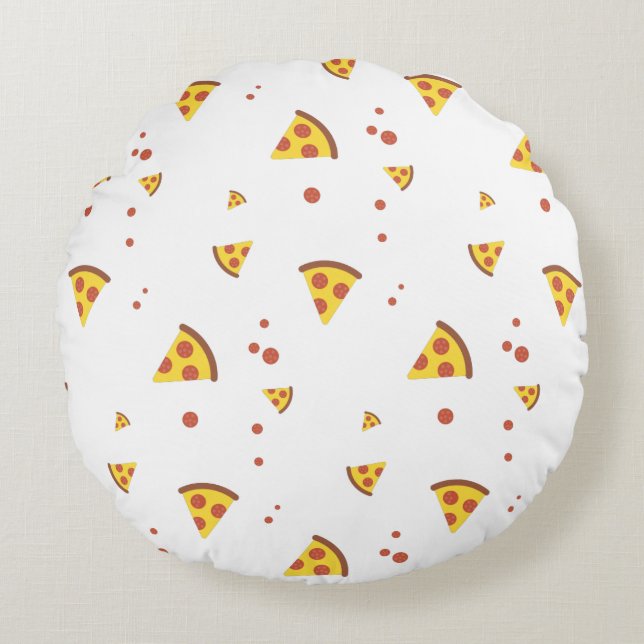 Funny Retro Pepperoni Pizza Minimalist Pattern Round Pillow (Front)