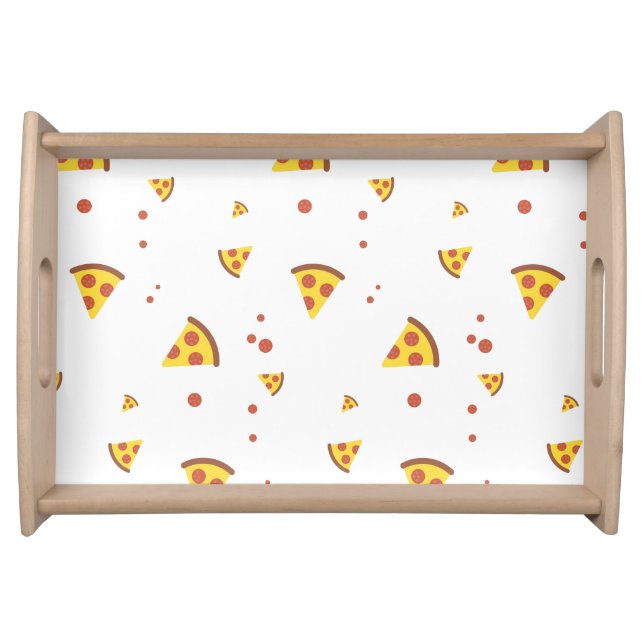 Funny Retro Pepperoni Pizza Minimalist Pattern Serving Tray (Front)