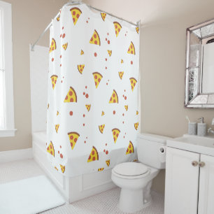Funny Retro Pepperoni Pizza Minimalist Pattern Shower Curtain