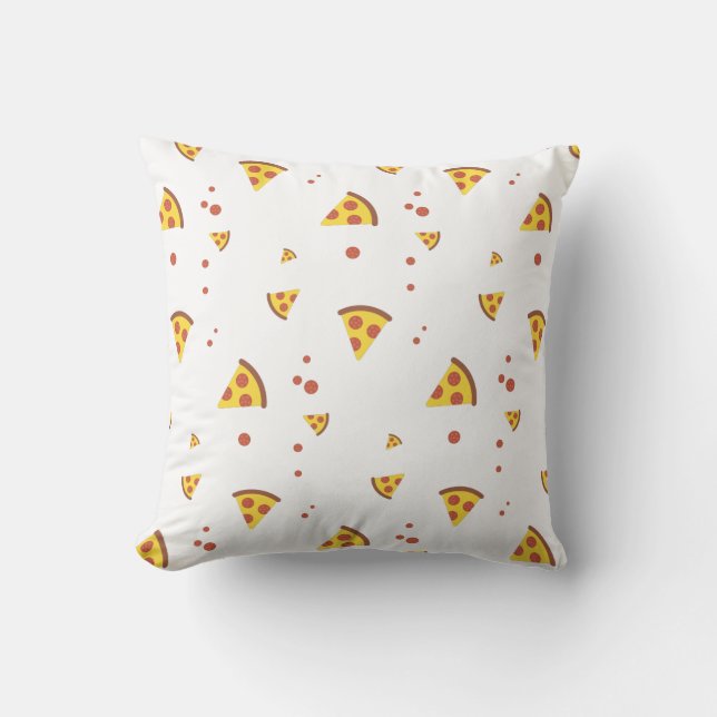 Funny Retro Pepperoni Pizza Minimalist Pattern Throw Pillow (Front)