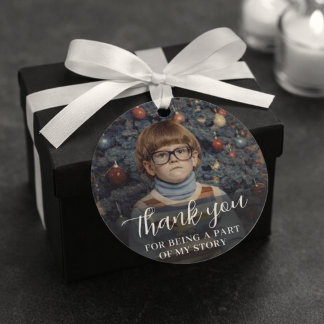 Funny Retro Photo Birthday Thank You Favor Tags