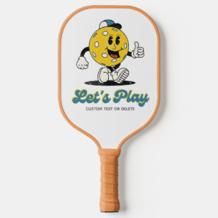 Funny Retro Pickleball Cartoon Mascot Personalized Paddle