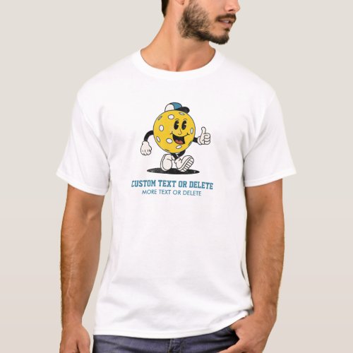 Funny Retro Pickleball Cartoon Mascot Personalized T_Shirt