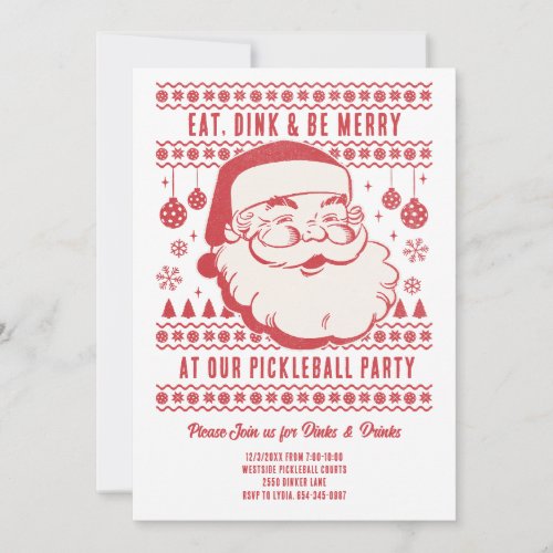Funny Retro Pickleball Christmas Party Invitation