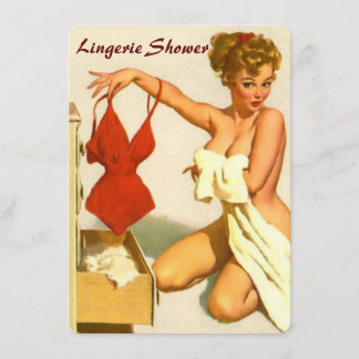 Funny retro pin up lingerie shower invitation