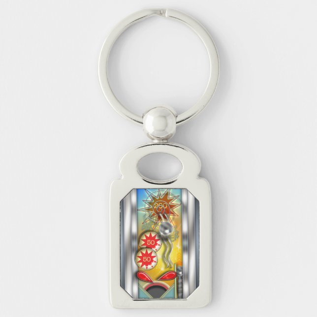 Funny Retro Pinball Machine Keychain (Front)