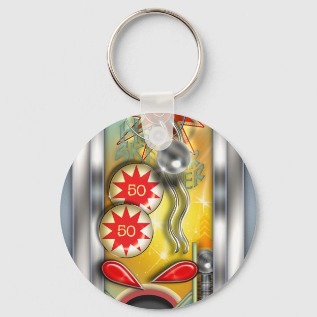 Funny Retro Pinball Machine Keychain (Front)