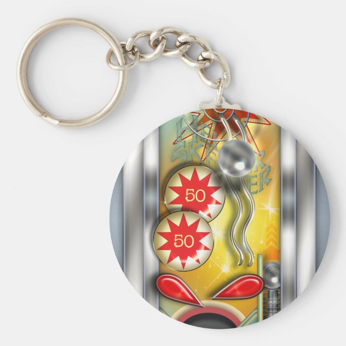Funny Retro Pinball Machine Keychain