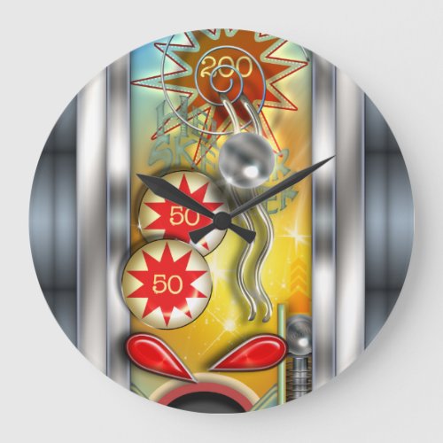 Funny Retro Pinball Machine Large Clock