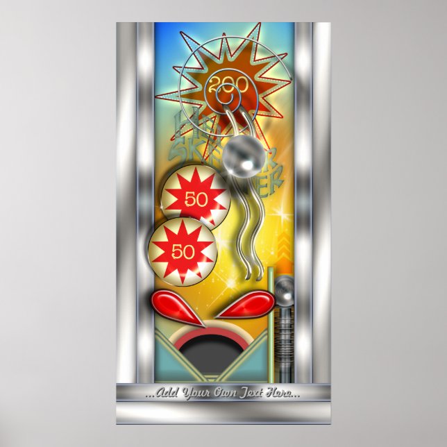 Funny Retro Pinball Machine Personalized Poster (Front)