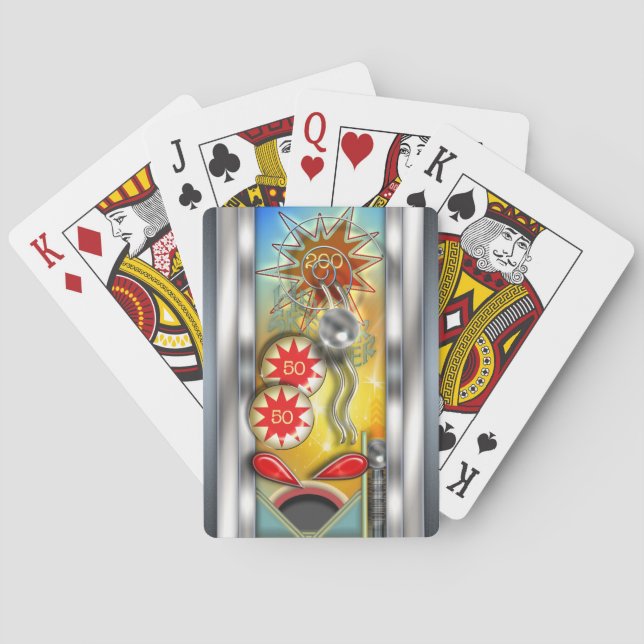 Funny Retro Pinball Machine Poker Cards (Back)