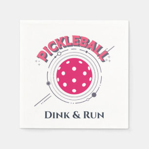 Funny Retro Pink Dink & Run Pickleball Napkins