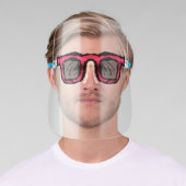 Funny Retro Pink Sunglasses Illustration Safety Face Shield (Insitu)