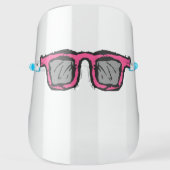 Funny Retro Pink Sunglasses Illustration Safety Face Shield (Front)