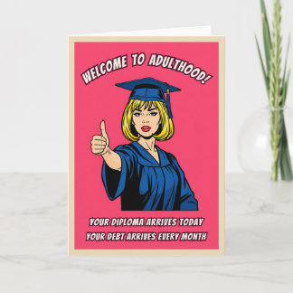 Funny Retro Pop Art College Graduation Humor Card