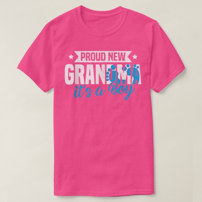 Funny Retro Proud New Grandma It's A Boy Gender Re T-Shirt (Design Front)