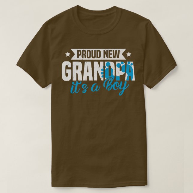 Funny Retro Proud New Grandpa It's A Boy Gender Re T-Shirt (Design Front)