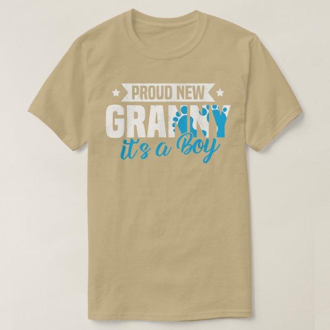 Funny Retro Proud New Granny It's A Boy Gender Rev T-Shirt (Design Front)