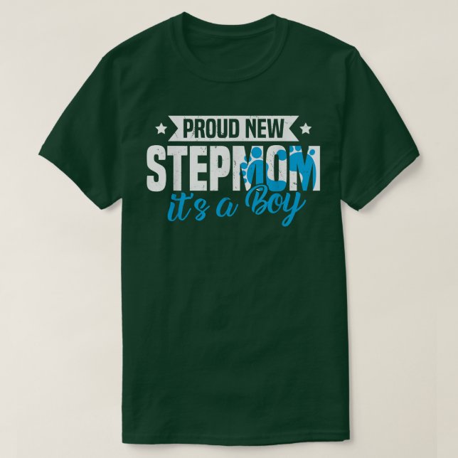 Funny Retro Proud New Stepmom It's A Boy Gender Re T-Shirt (Design Front)