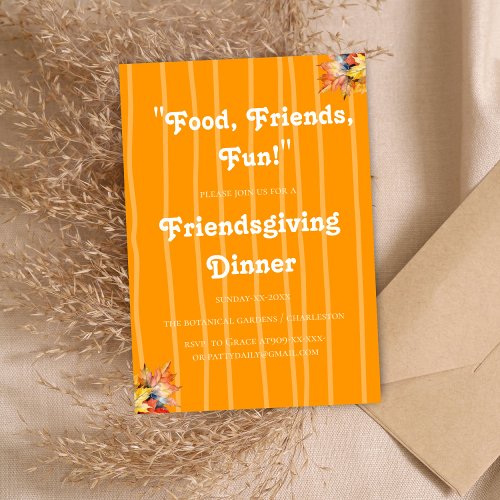 FUNNY RETRO PUMPKIN FRIENDSGIVING  INVITATION