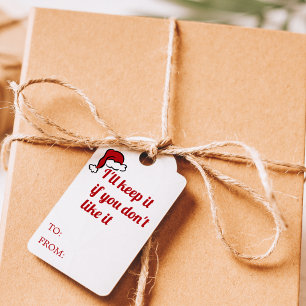 Funny Retro Red Hand Drawn Santa Hat Christmas Gift Tags