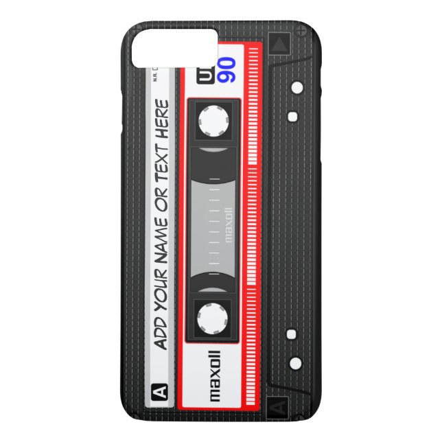 Funny Retro Red Music Cassette Tape Pattern Case-Mate iPhone Case (Back)