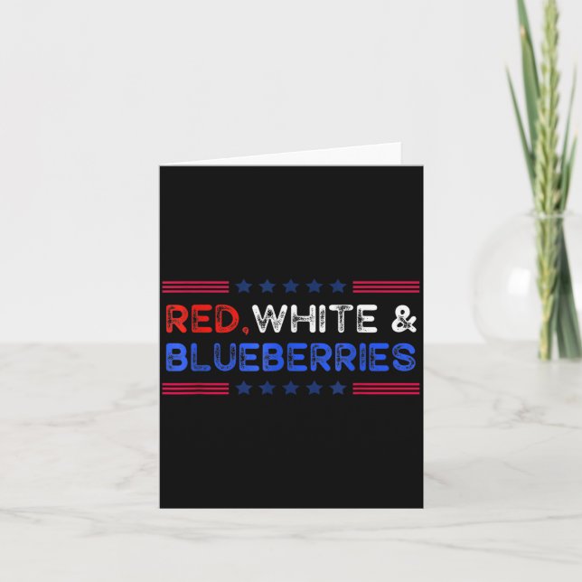 Funny Retro Red, White And Blueberries Patriot  Card (Front)