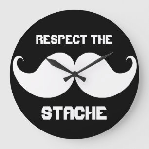 Funny Retro Respect the Stache Mustache Mustache Large Clock