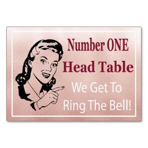 Funny Retro Rose Gold Bunco Head Table Card