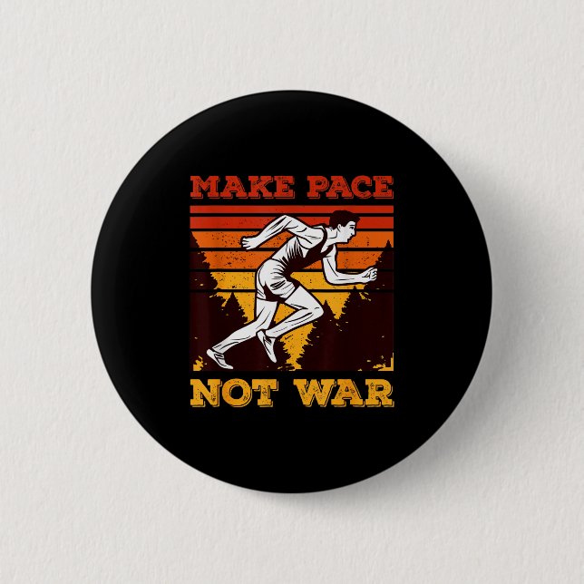 Funny Retro Runner Running Quote Gift - Make Pace  Button (Front)