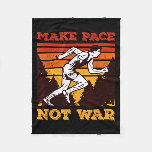 Funny Retro Runner Running Quote Gift - Make Pace  Fleece Blanket (Front)