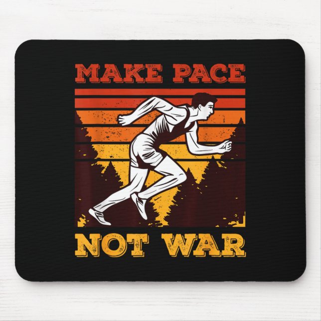 Funny Retro Runner Running Quote Gift - Make Pace  Mouse Pad (Front)
