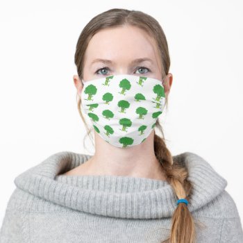 Funny Retro Running Broccoli Adult Cloth Face Mask by Egg_Tooth at Zazzle