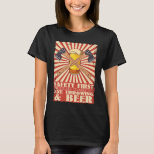 Funny Retro Safety First Axe Throwing and Beer Vik T-Shirt