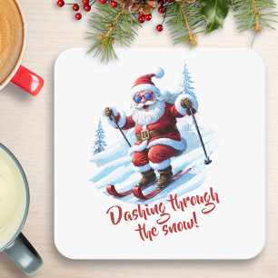Funny Retro Santa Christmas Coaster