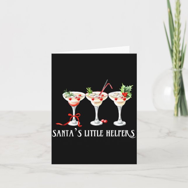 Funny Retro Santa's Little Helper Martini Merry Ch Card (Front)