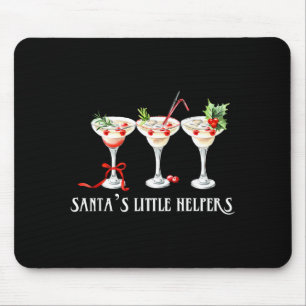 Funny Retro Santa's Little Helper Martini Merry Ch Mouse Pad