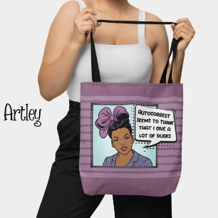 Funny Retro Sarcastic Quote Pop Art Girl Lavender Tote Bag