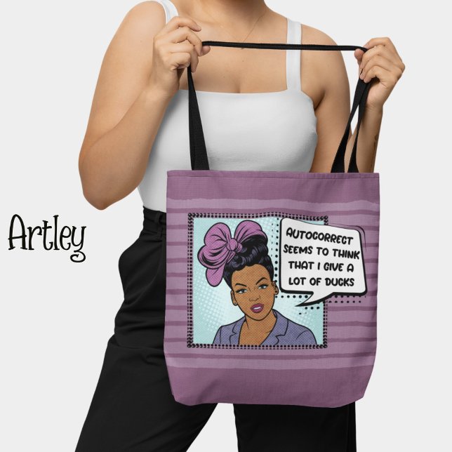Funny Retro Sarcastic Quote Pop Art Girl Lavender Tote Bag (Creator Uploaded)