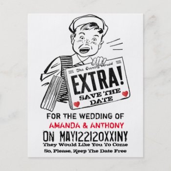 Funny Retro Save The Date Invitation Flyer by CustomizePersonalize at Zazzle