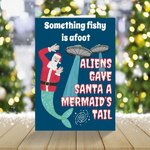 Funny retro sci-fi aliens Christmas Holiday Card