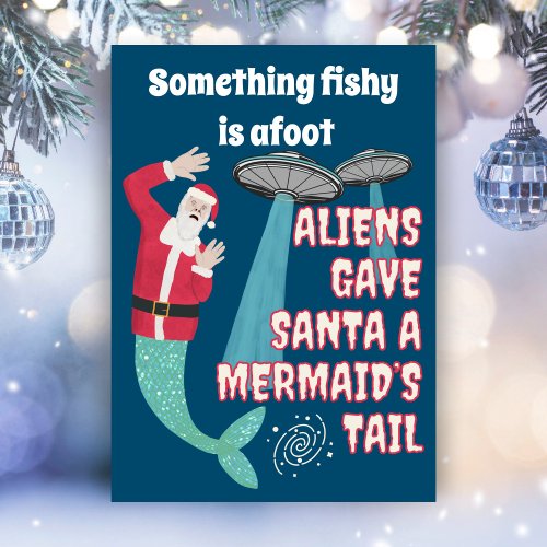 Funny Retro Sci_Fi Santa Aliens Christmas Holiday Card