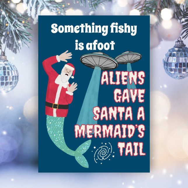 Funny Retro Sci-Fi Santa Aliens Christmas Holiday Card (Creator Uploaded)